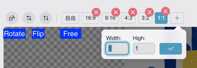 Customize cropping ratio, rotation, and flipping ImagesTool.com Image Crop Tool